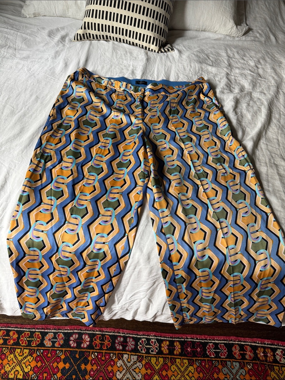 Tahari ASL Multicolor Geometric Wide Leg Pants